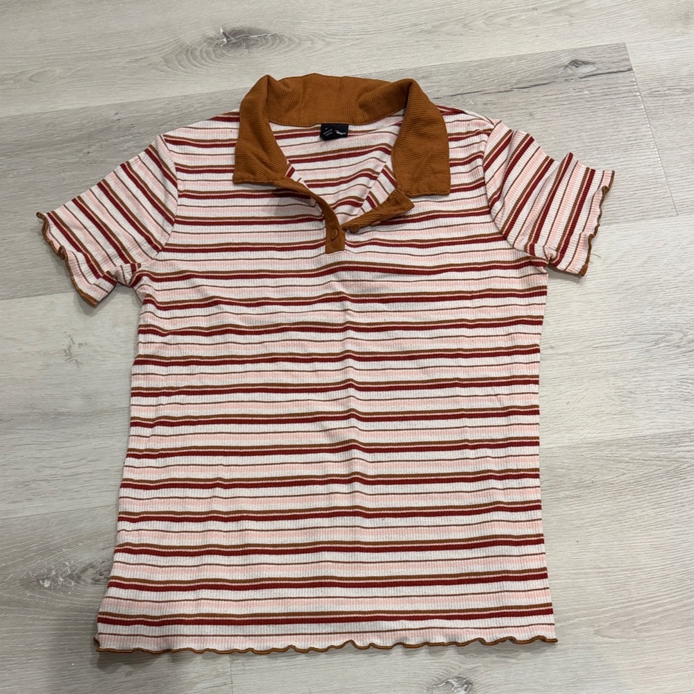 Art Class Red and Cream Striped Polo